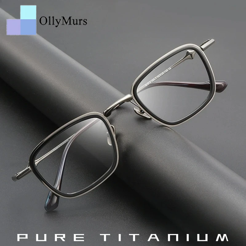 

OLLYMURS Modern Square Titanium Men New Glasses Luxury Business Ultralight Fashion Optical Prescription Eyeglasses Frame M812S