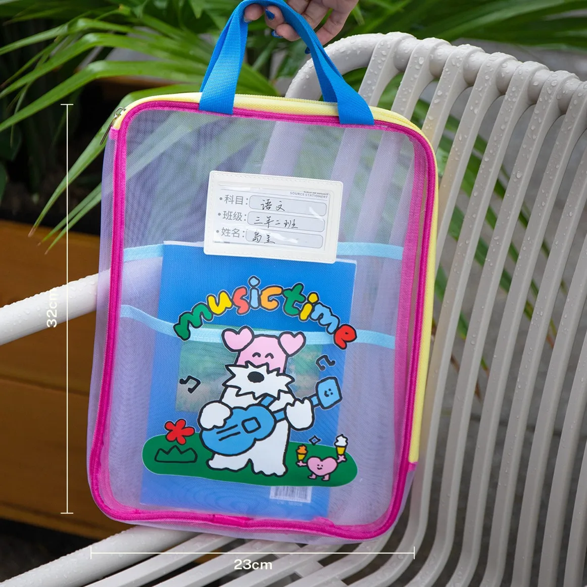 Portable Handle Double Layer Transparent Zipper Document Bag Large Capacity File Pouch School Office Paper Stationery Storage view 4