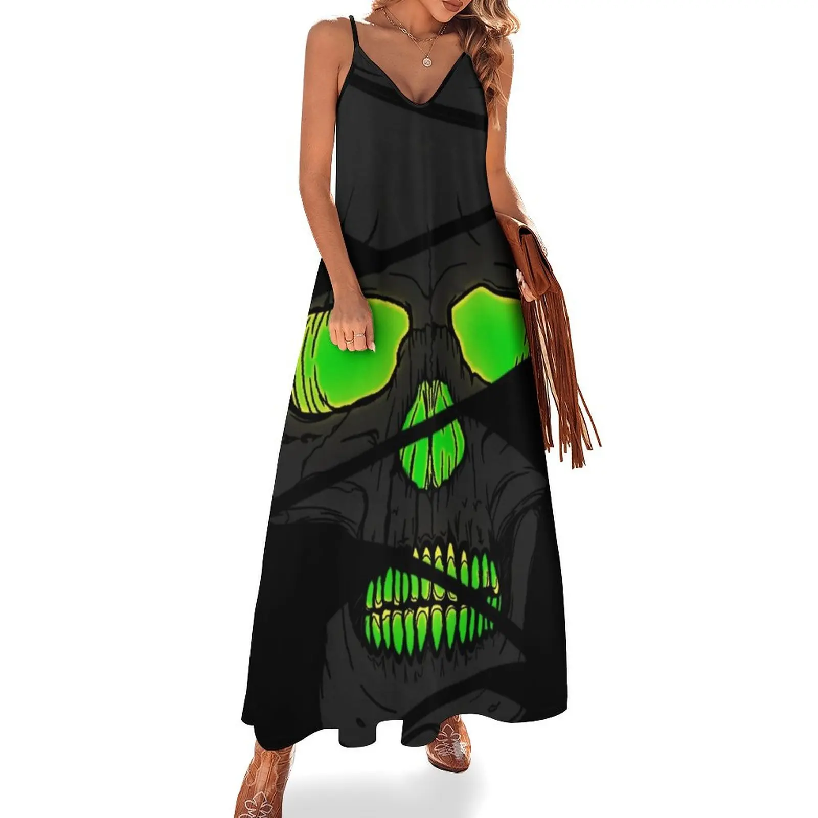 

Skull ( Green Wave ) Sleeveless Dress long dresses for women Aesthetic clothing Dress
