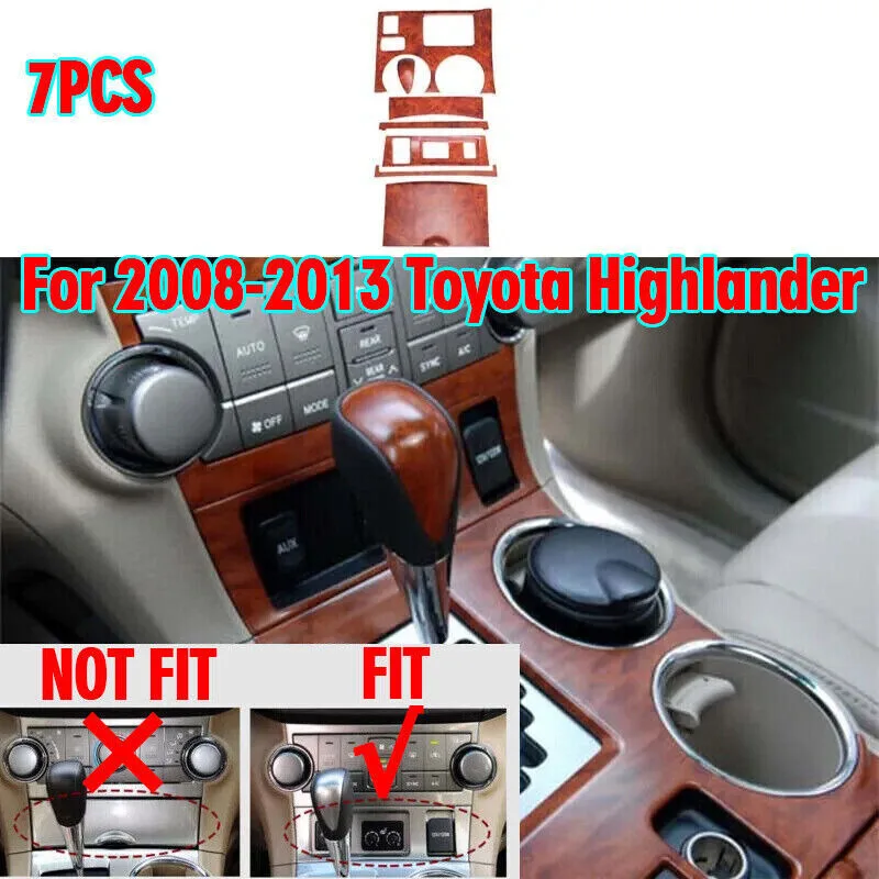 

Wood Grain Panel Trim Gear Shift Middle Console For 2008-2013 Toyota Highlander