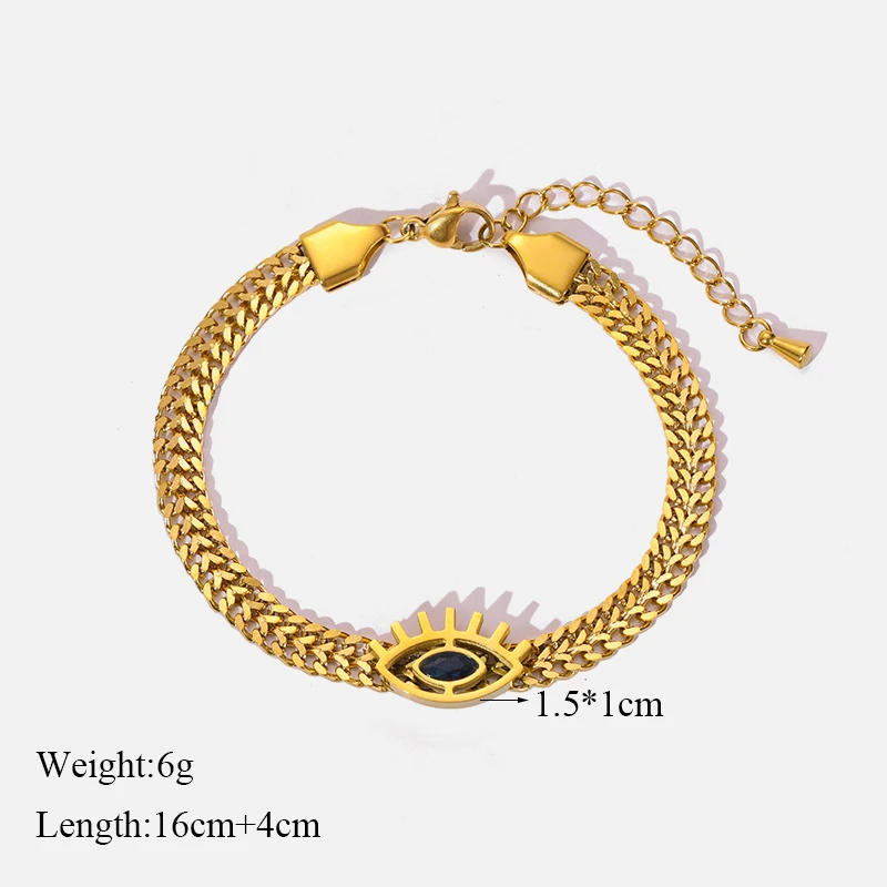 EILIECK 316L Edelstahl Blauer Zirkon Kristall Charm Halskette Ohrringe Armband Für Frauen Goldfarben Schmucksets Accessoires – Detail 15