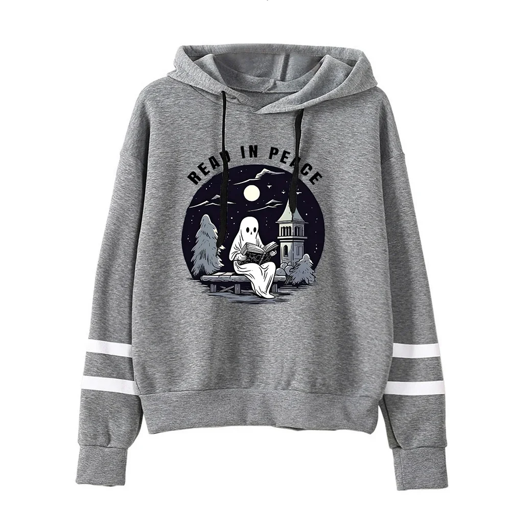 Halloween ler moletom halloween fantasma leitura hoodiefunny livro amante presente de halloween assustador temporada roupas m