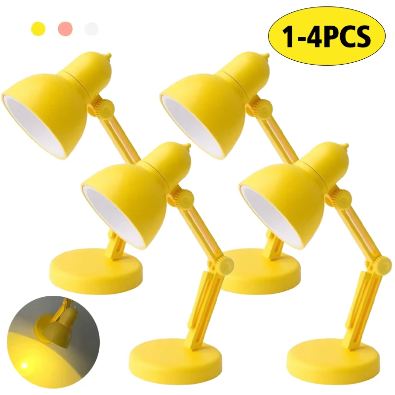 

1-4PCS Mini Cute Miniature Small Desk Lamp Fridge Magnet LED Mini Foldable Warm Light Night Light Role-playing Children's Gift