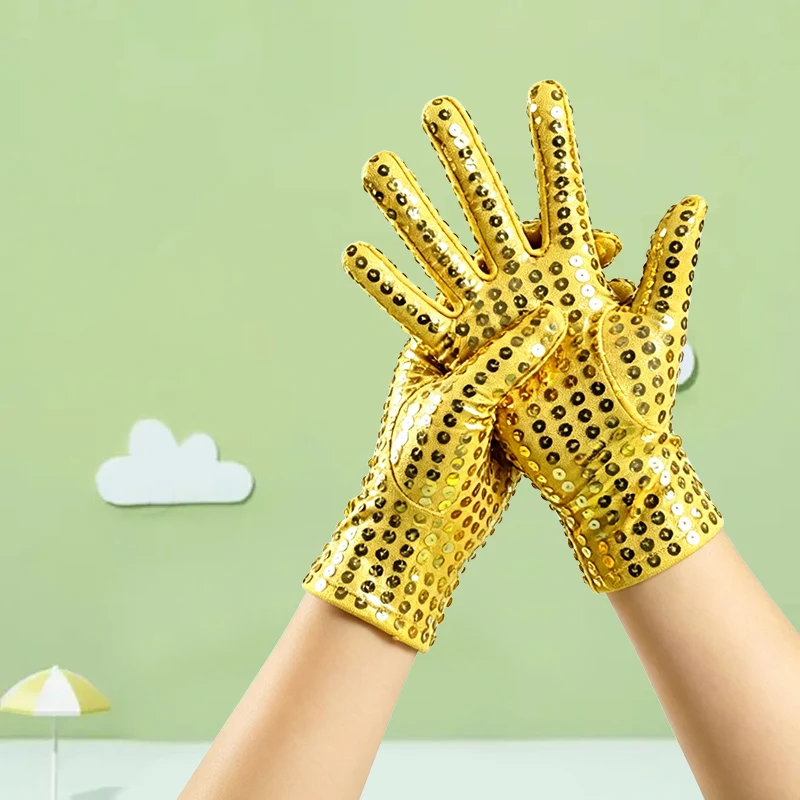 

Children's Sequin Gloves for Kindergarten Performances, Glitter Gloves for Men and Women, Adult Performance Stage Gloves