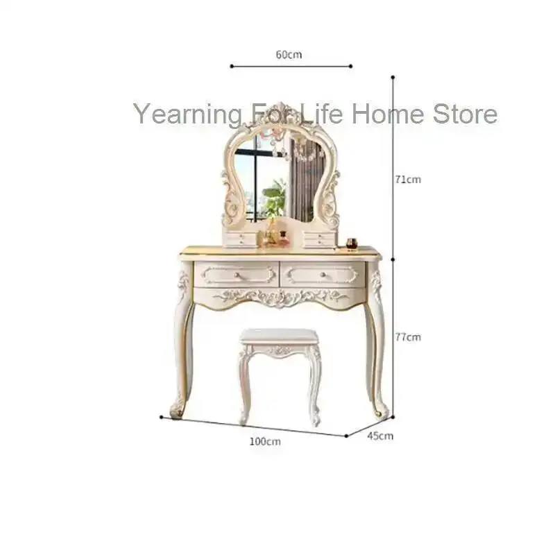 

Nordic Trendy Luxury Table Vanity Vintage Unique Drawer Design Vanity Table Makeup Elegant Scrivania Makeup Bedroom Furniture