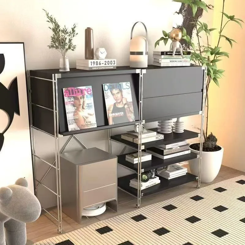Bauhaus style bedroom bedside table, Japanese-style solid wood rack, record magazine storage cabinet, sofa side storage rack