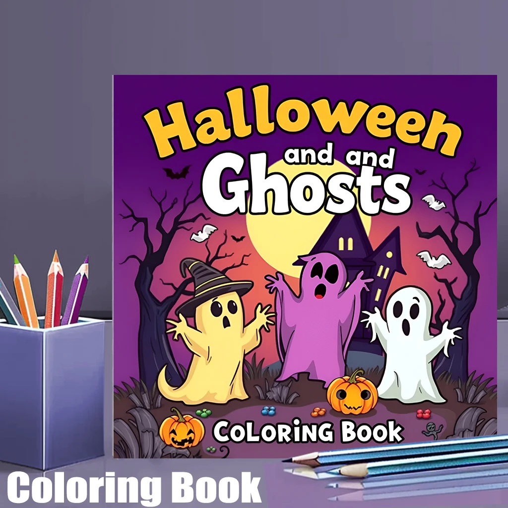 28 Pages Original Halloween Spooks and Ghosts Coloring Book for Adult | Colouring Book, Drawing Supplies for Christmas