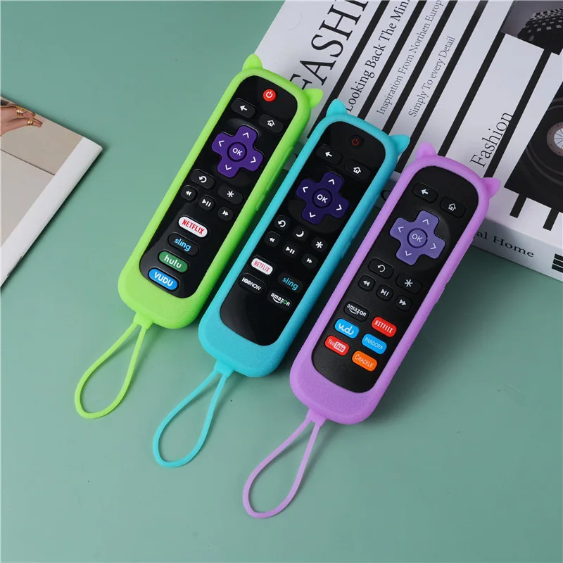 Glow In The Dark Silicone Universal Remote Control Cover, Remote Case With Lanyard Compatible With TCL Hisense Roku TV Remote Co