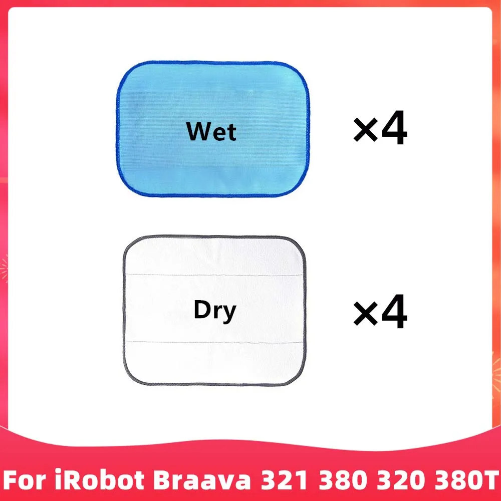 Compatible For iRobot Braava 321, 380, 320, 380T, Mint 5200C, 5200, 4200, 4205 Robot Vacuum Microfiber Mop Rag Cloths Part