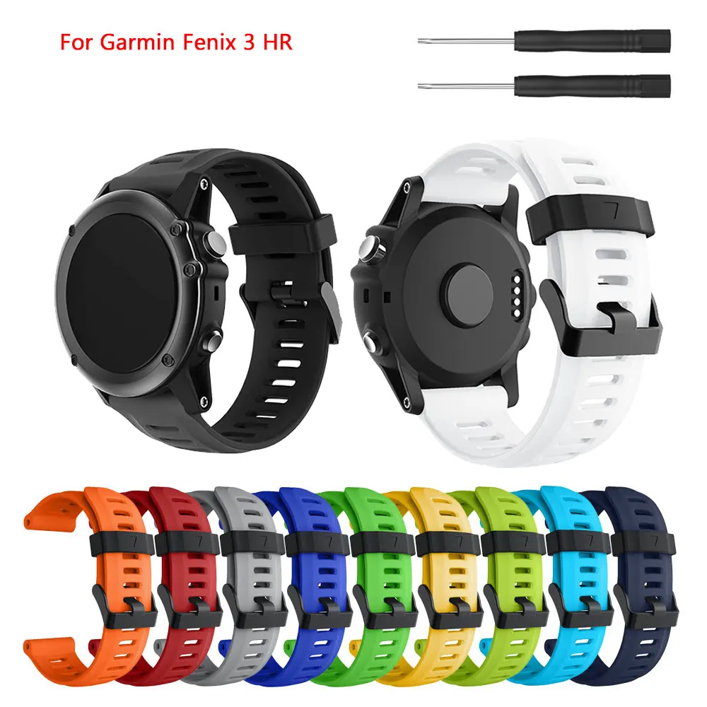 Watchband For Garmin Fenix 3 HR 3HR Sport Smart Watch Replacement Bracelet Soft Silicone Wrist Strap Watch Band with tool