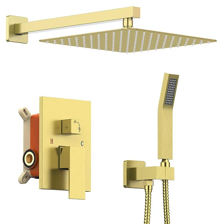#*-Deao Factory Price Silver Bathroom Shower Hot And Cold Shower Mixer In Wall Mounted Rain Concealed Shower Set