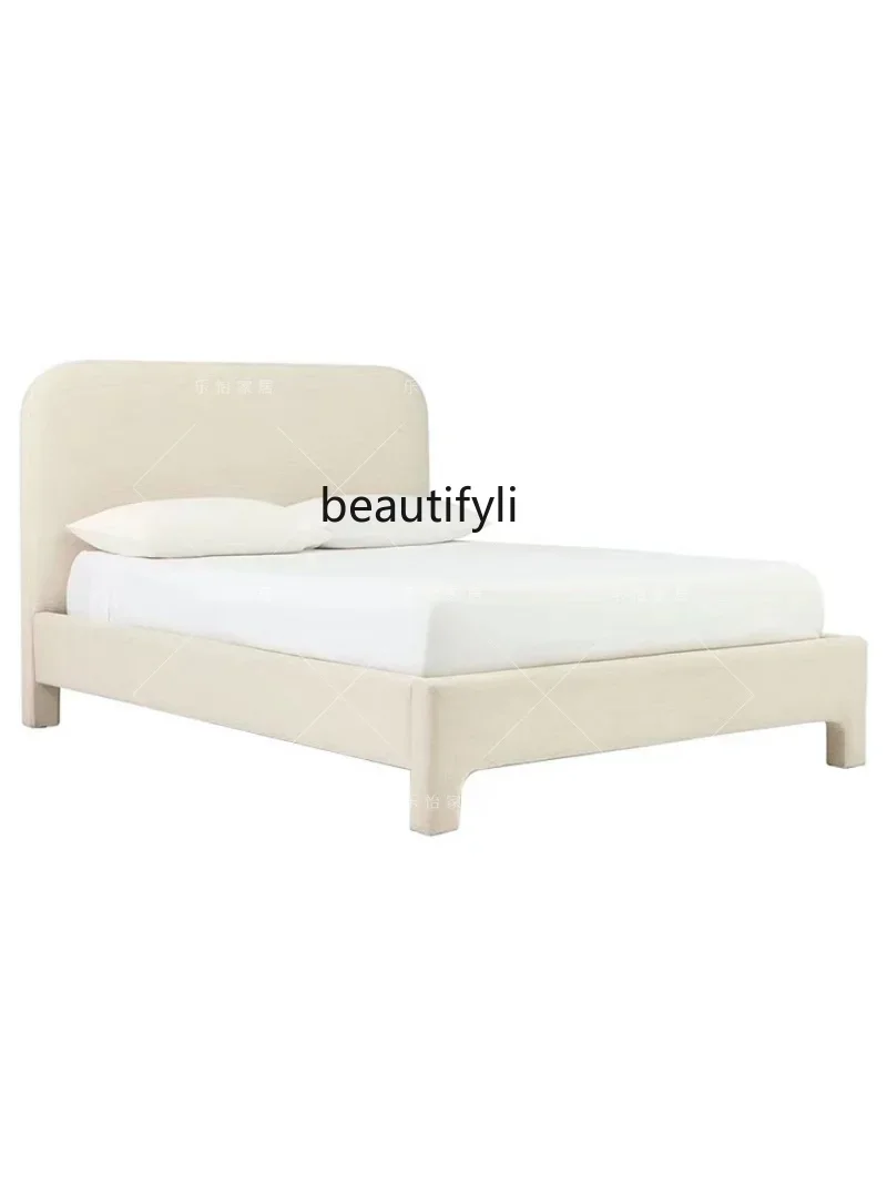 

A44 American Bedroom Fabric Bed Nordic Light Luxury Small Apartment 1.8 M Bed in Master Bedroom French Cream Style Girl Bed
