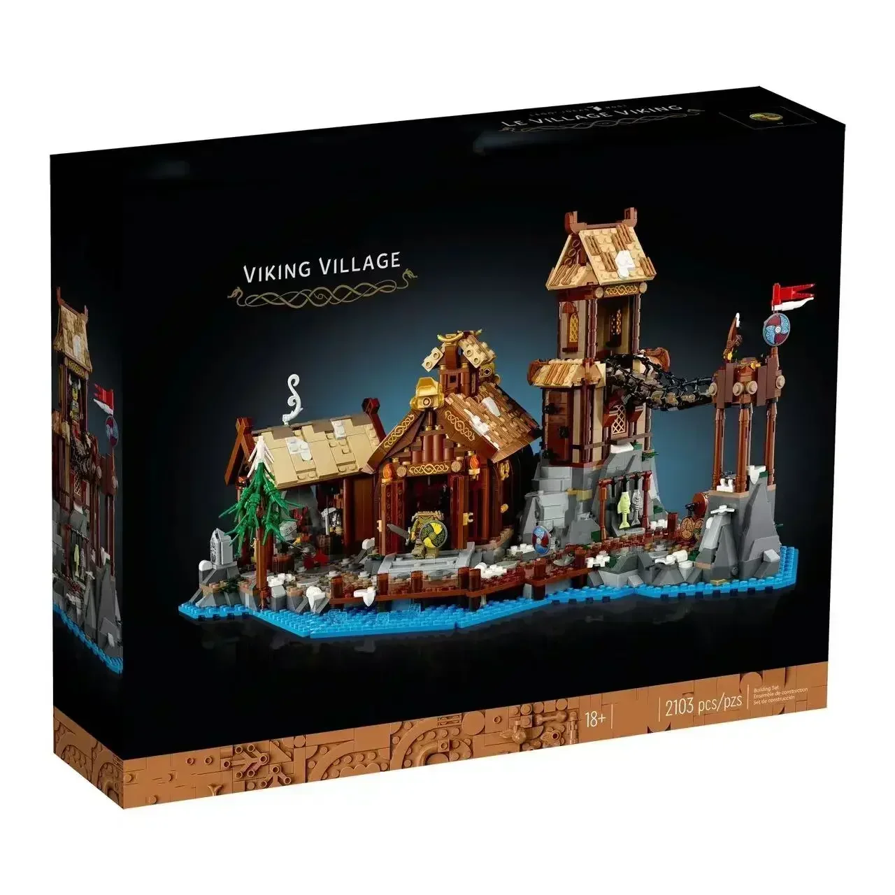 2023 NIEUWE 21343 Ideeën Viking Dorp Bouwstenen Middeleeuwse smid Huis Architectuur Model Speelgoed voor Kinderen Kerstcadeau