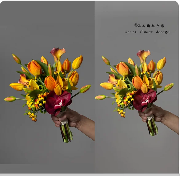 New Bride Wedding Hand-held Flower Waterfall White Korean Engagement Bouquet Certificate Simulation Flower Real Shot hot Yellow