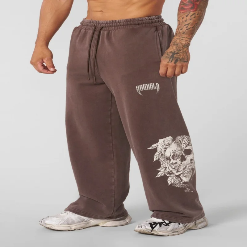 Young - American trendy brand high street sweatpants, joggers, fitness center, exercise and leisure straight leg loose pants