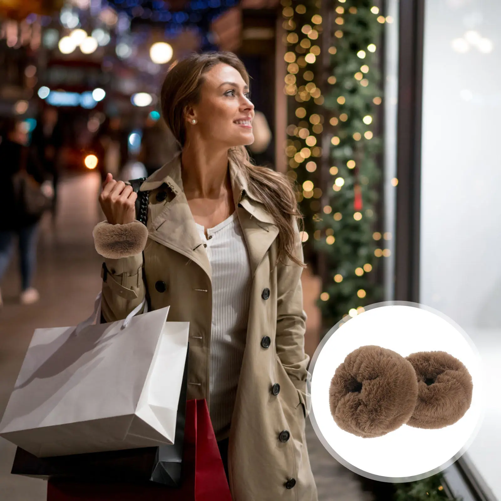 

1Pair Women Winter Hairy Faux Short Sleeves Arm Warmers Thick Warm Wristband Gloves Outdoor Wear Wrist Cuffs Arm Warmers