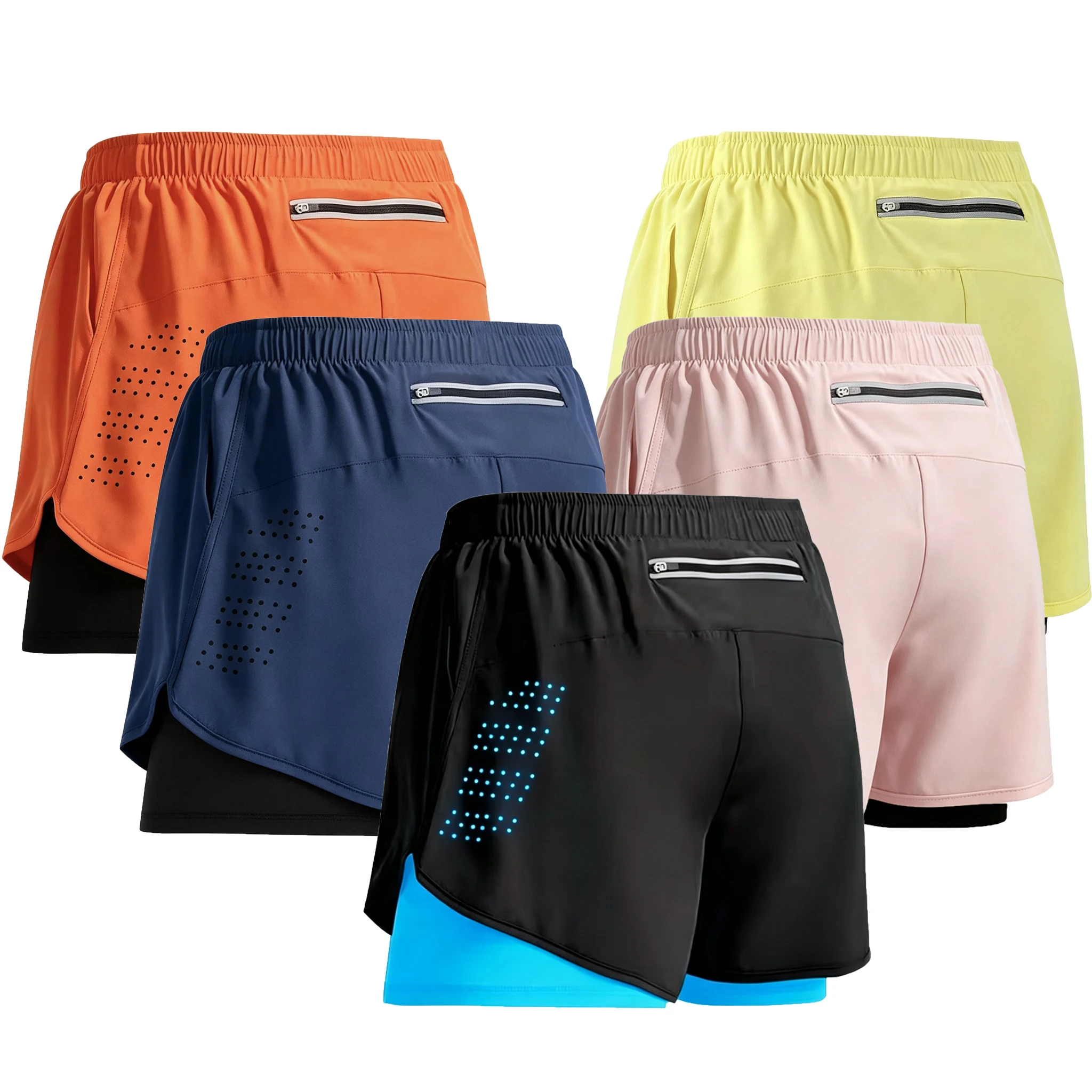 Men's Double Layer Shorts Summer Quick-drying Shorts Casual Fashion Male Clothing Beach Bottoms 2 in 1 Black Gyms Short Pant Men