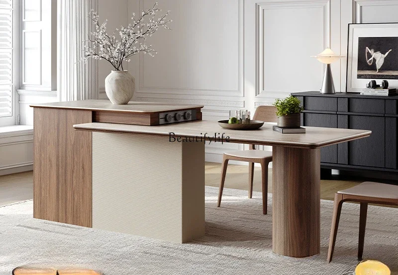 

Стол FGDining, встроенный светильник, роскошный высокий смысл, выдвижная направляющая платформа, склад из каменной плиты