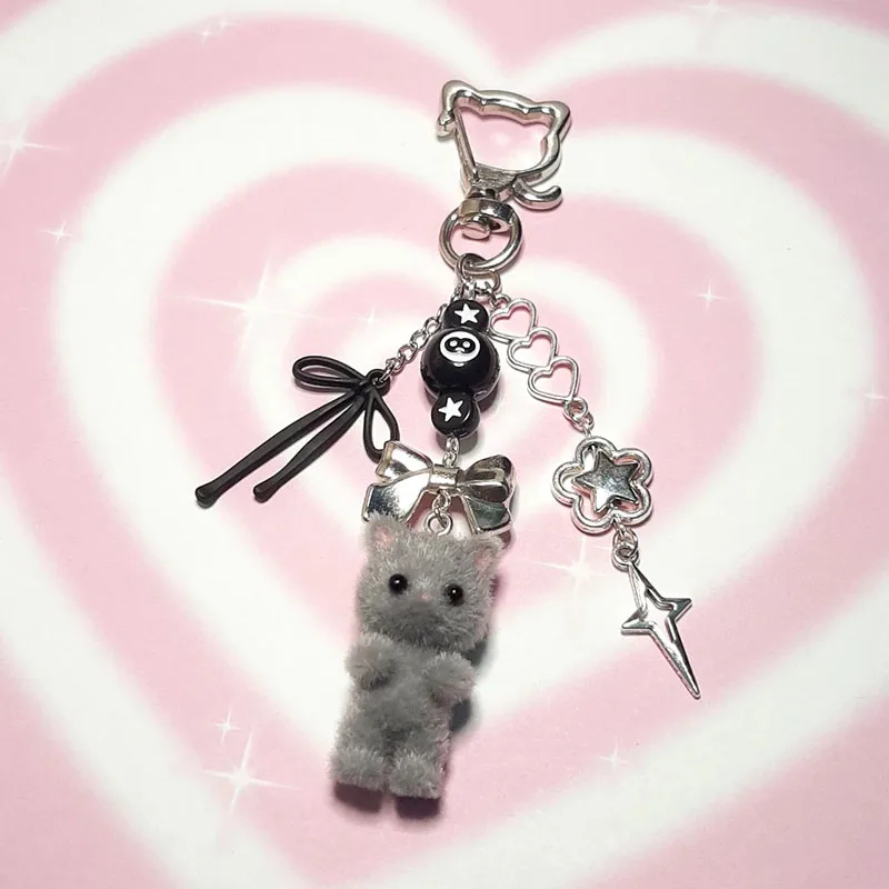 handmade furry cats Charm Keychain y2k women fashion
