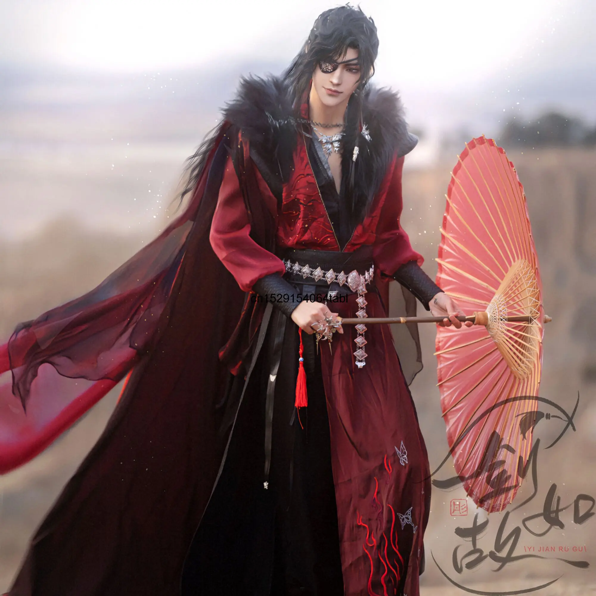 Heaven Official Bless Tian Guan Ci Fu Cosplay Hua Cheng Cosplay Costume Han Fu Cosplay Red Outfits Han Fu Halloween