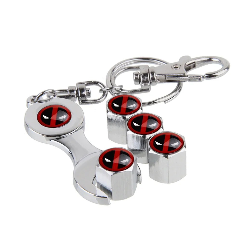 4pcs Miniso Anime Cartoon Marvel Deadpool Car Wheel Tire Valve Stem Caps Air Covers with Wrench for BMW Audi Dodge Hyundai Mazda - view 3