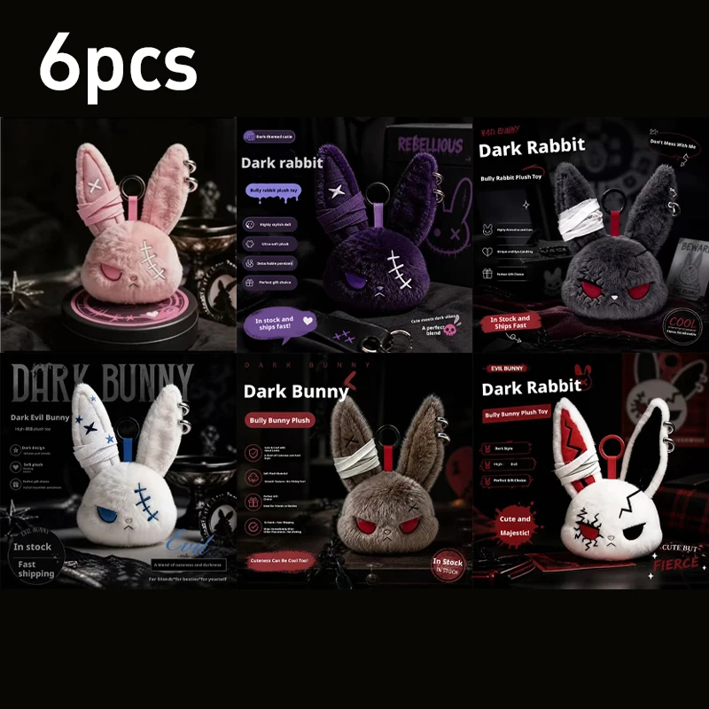 Hasen-Plüsch-Schlüsselanhänger Dunkel Kawaii Kleiner Hasen-Puppen-Plüschtier Geschenk Plüsch-Spielzeug Schlüsselanhänger Anhänger Auto-Taschen-Schlüsselanhänger Heimdekoration