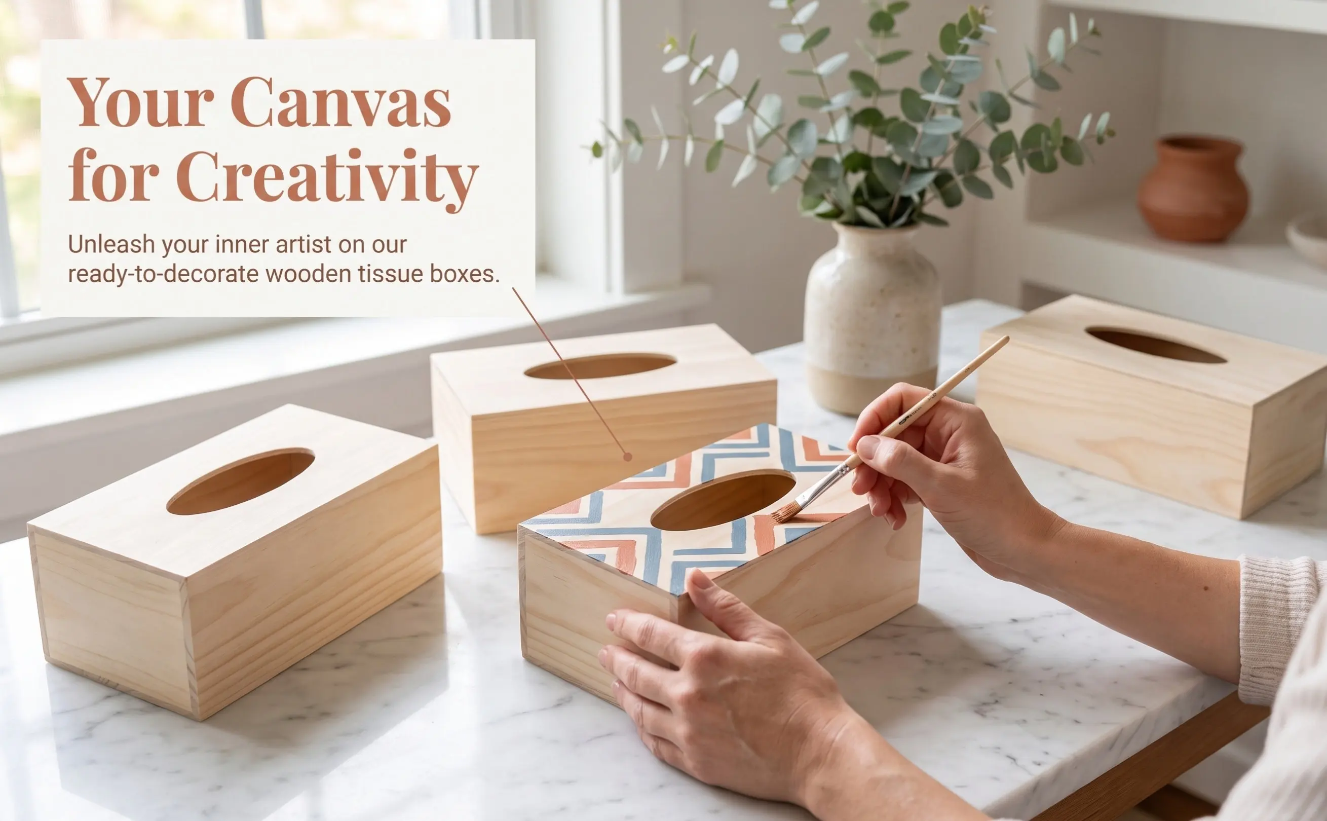 6Pcs Rectangular Wooden Tissue Box Blank Craft Holder DIY Paper Towel Napkin Storage Organizer Case for Painting Clay