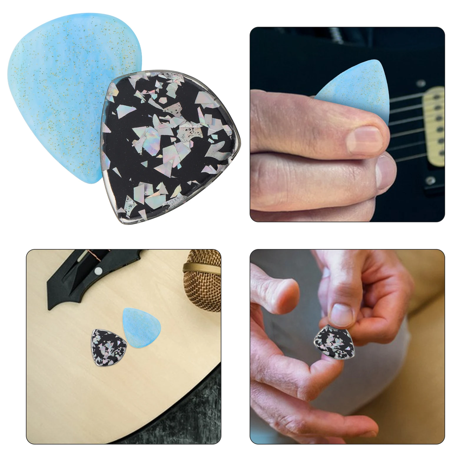

2pcs Guitar Picks Small Cute Finger for Acoustic Electric Bass Durable Resin Thick Design Loss Prevention