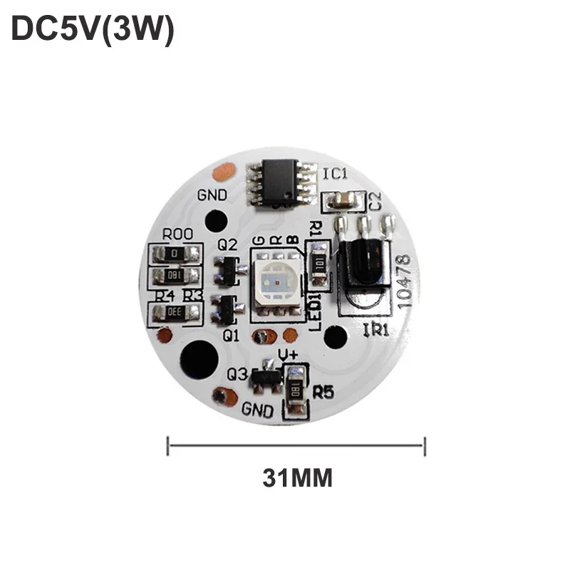 1/5PCS 5V Low Voltage LED Lights Plate Color RGB Lamp Board 3W Colorful Gradient Source with IR-24Key Wireless Remote Controller