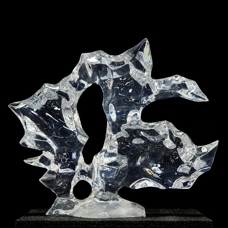 Hotel lobby transparent resin handicraft ornaments platinum crystal water wave sculpture villa decoration table decoration