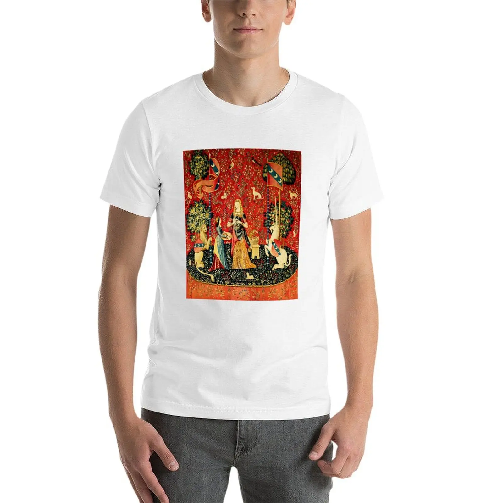 تي شيرت The Lady and the Unicorn: تي شيرت Mon Seul Désir تي شيرت مصمم تي شيرت رجالي فاخر #4