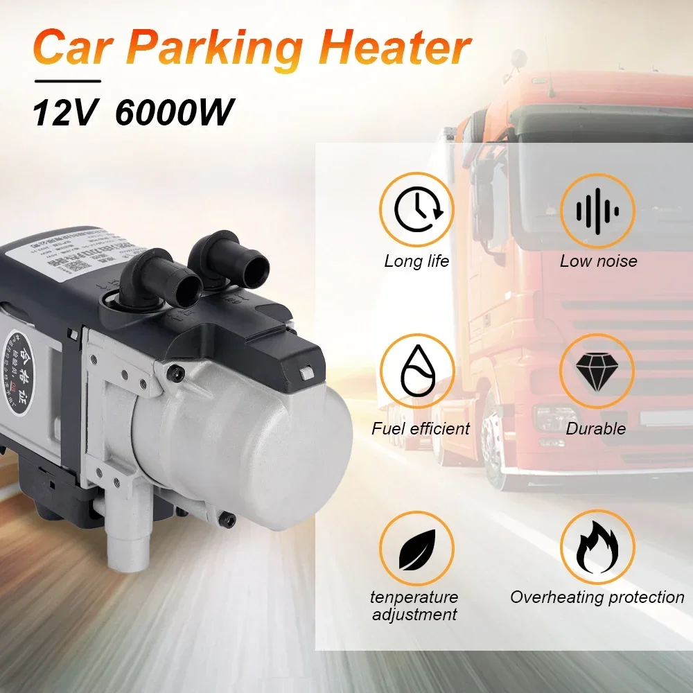 12V Car Diesel Parking Heating Heater Gasoline Fuel Liquid Preheater LCD Switch Silencer With Water Pump Device For Trucks Van