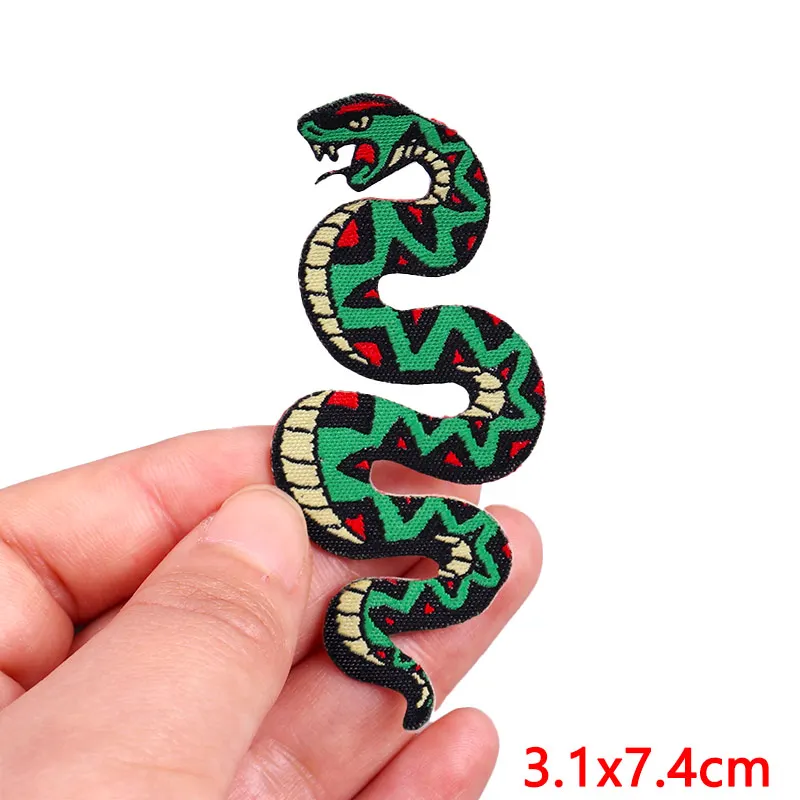 Rock Punk Embroidered Patches For Clothing Thermoadhesive Patches On Clothes Iron On Patches For Clothes Tiger Snake Patch Badge