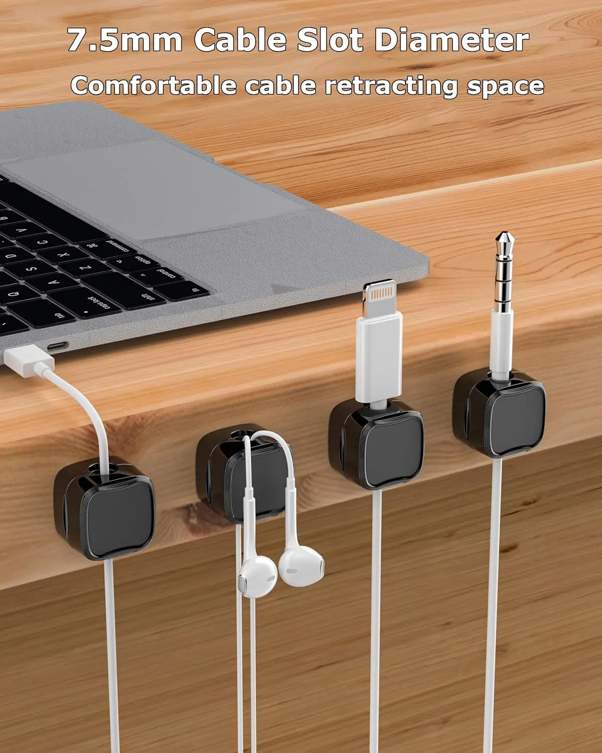Magnetic Cable Clips, Adjustable Cord Holder Management, Adhesive Wire Keeper Organizer for Home Office Desk Phone PC Car