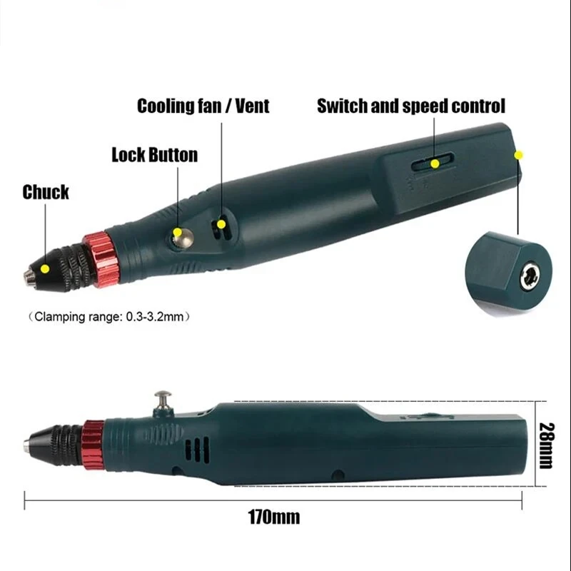 12V Mini Electric Drill Stepless Speed Handheld Rotary Tool Set Drilling Machine Drill Power Tools Engraver for Dremel