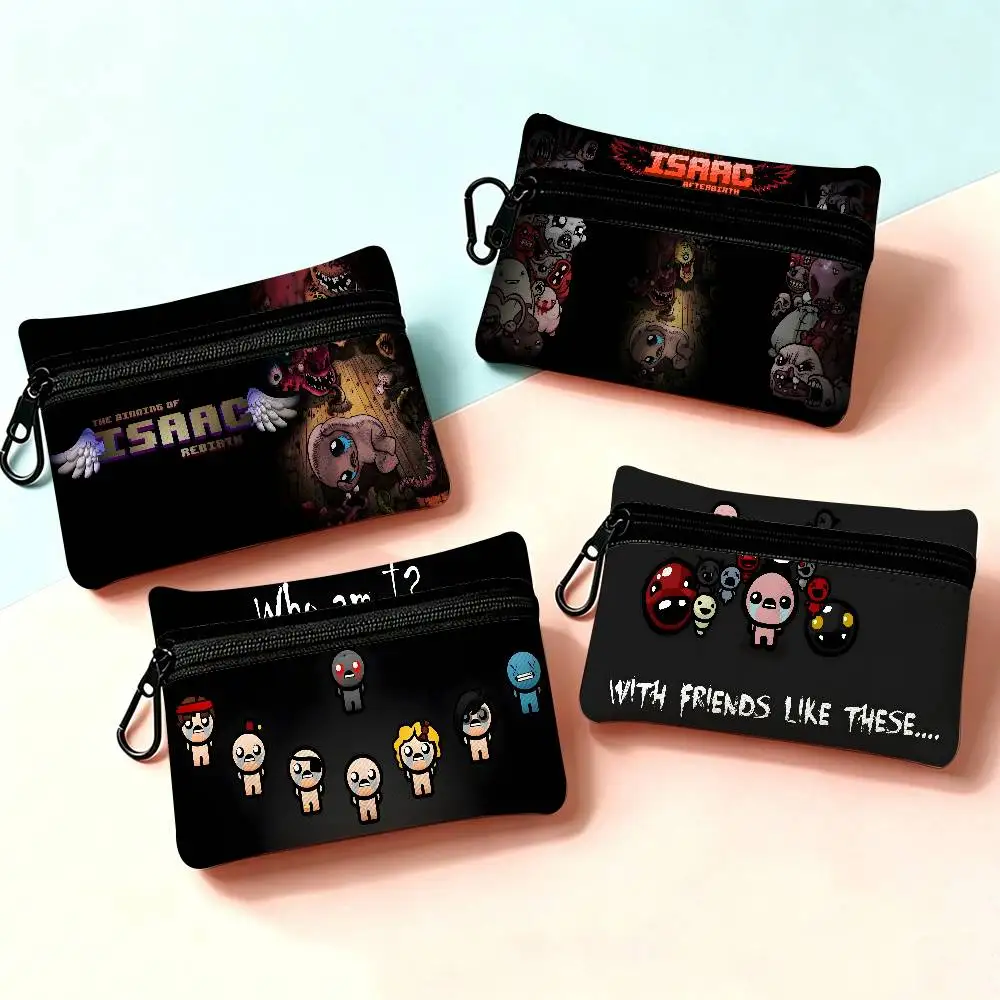 Dark EERIE the B-Binding of I-Isaac Lightweight Oxford Fabric Coin Purse Carabiner Hook Design Mini Card Key Organizer Bag