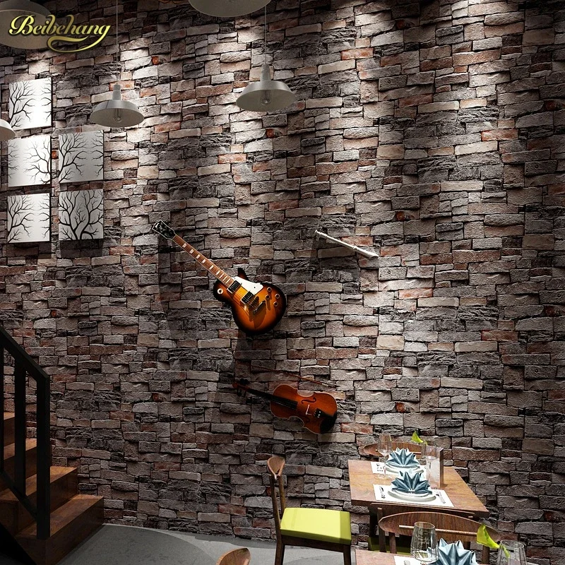 beibehang papel de parede 3D Chinese stone brick wallpaper for walls 3 d mural wall paper roll bedroom wall ceiling living room