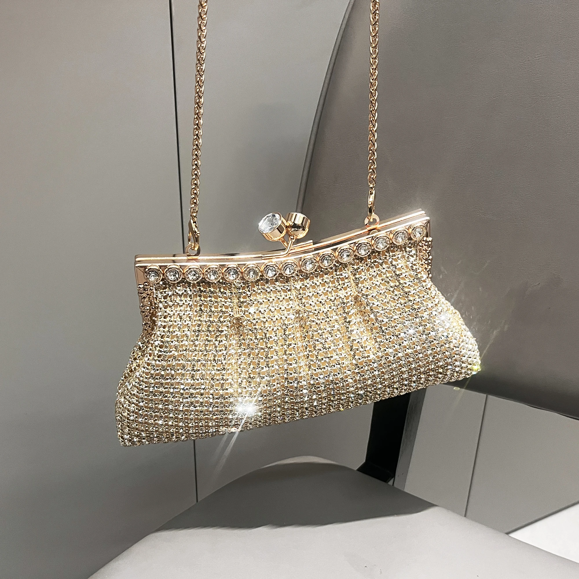 Handle Rhinestones Evening clutch Bag Purses and handbag luxury Designer shiny Crystal Clutch purse bucket bag shoulder bags