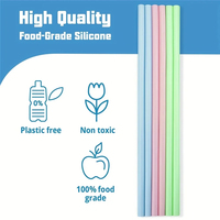 6 Pcs Replacement Long Silicone Straw With Brush Flexible Straws Compatible With Stanley 40/30 Oz Cup Cocktails Party Bar