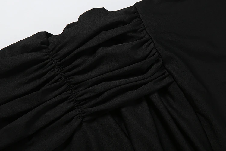 Weird Puss Elegantes Kleid mit Raffungen für Damen, Herbst-Trend, O-Ausschnitt, lange Ärmel, tailliert, figurbetont, Stretch, lässiger Alltagsstil, langes Bodycon-Kleid – Detail 7