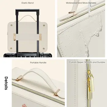 Kožené pouzdro na make-up s LED osvětleným zrcadlem, cestovní kosmetická taška, organizér, úložná taška na umělce s dělicími mřížkami, držák na štětce 10 nejlepší prodej LED pouzdro na make-up - №3