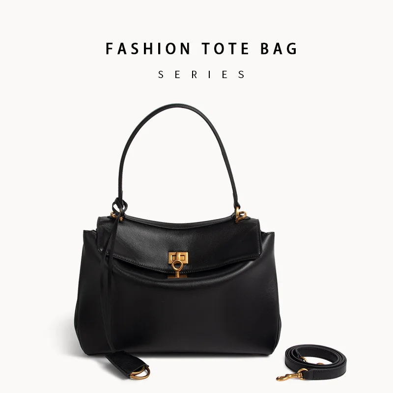 

New Rodeobag Black Leather Tote Bag High Quality Shoulder Messenger Large Capacity Underarm Bags Luxury handbag Women Buckle Bag
