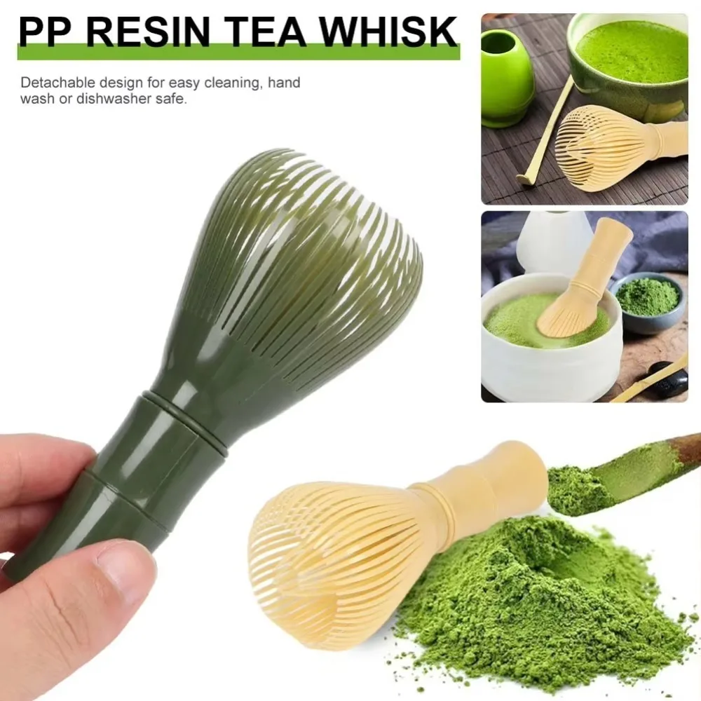 New Resin Matcha Whisk With Whisk Holder Smooth Green Tea Powder Whisk Reusable Portable Resin Whisk Tea Set Accessories