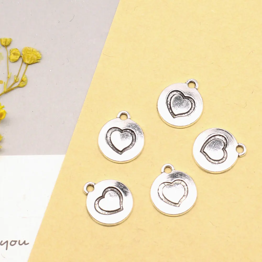 Love Heart Charms Jewelry Making Pendant Cute Jewelry Trendy 11x13mm 20pcs Antique Silver Color