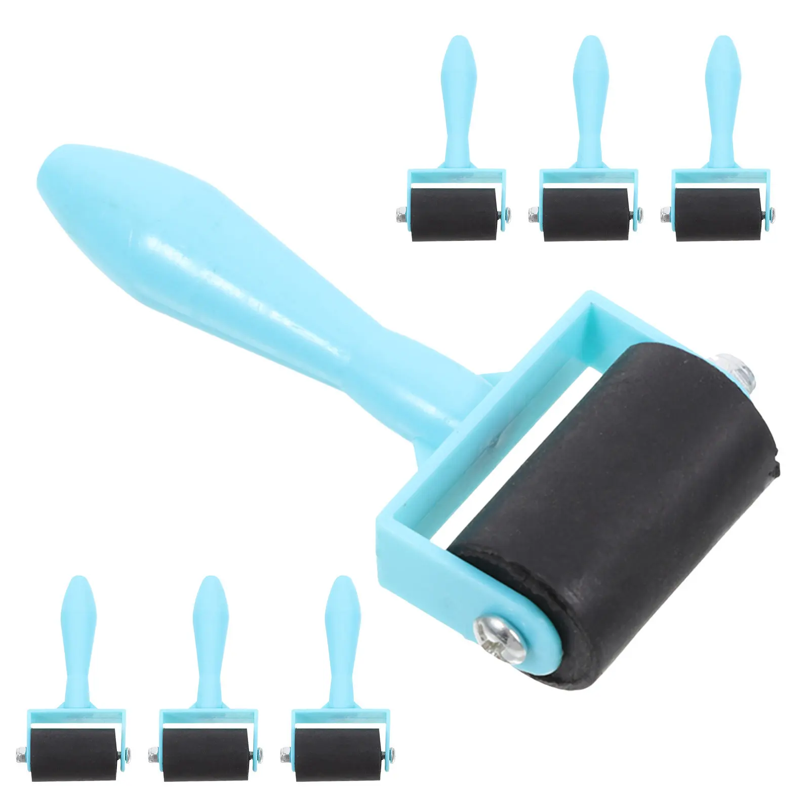 7 Pcs Craft Roller Hard Rubber Printing Ink Manual Tool Paint Brush Applicator for Art Stamping Brayers