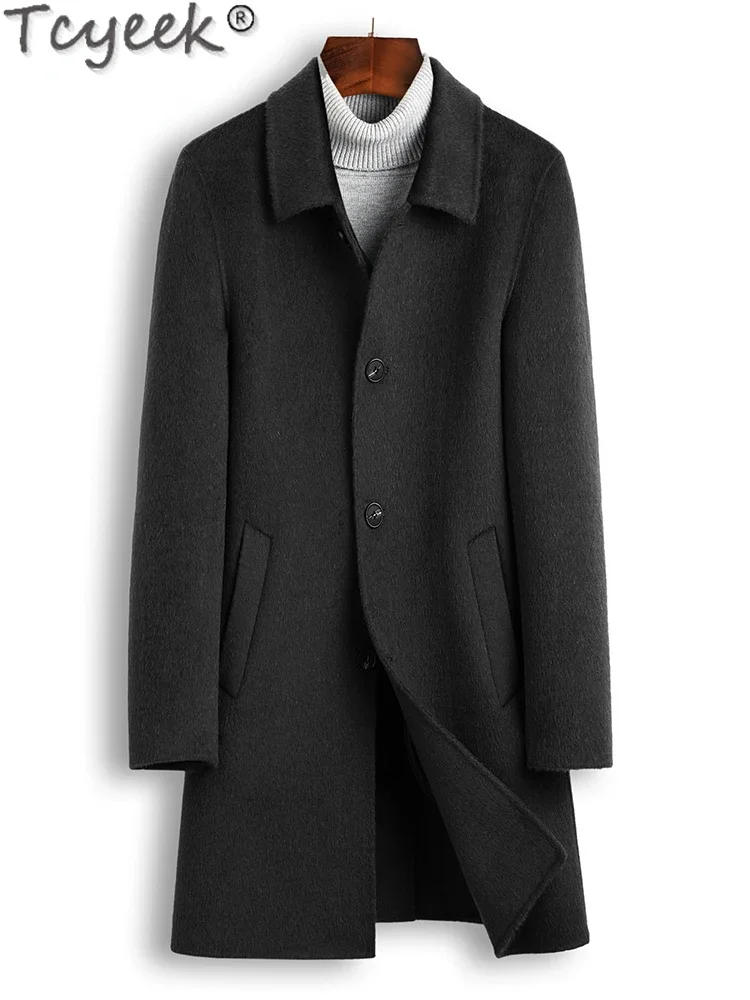 Tcyeek 90% Wool Coat Mid-length Trench Coat 2024 Business Casual Woolen Jacket Winter Men's Clothes Warm Liner Gabardina Hombre