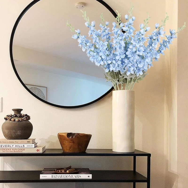 2 Stück Delphinium-Kunstblumen, 85 cm lang, Seidenblumenstrauß mit Ritterspur-Stiel, für Zuhause, Zimmer, Garten, Hochzeit im Freien, Dekoration – Detail 5