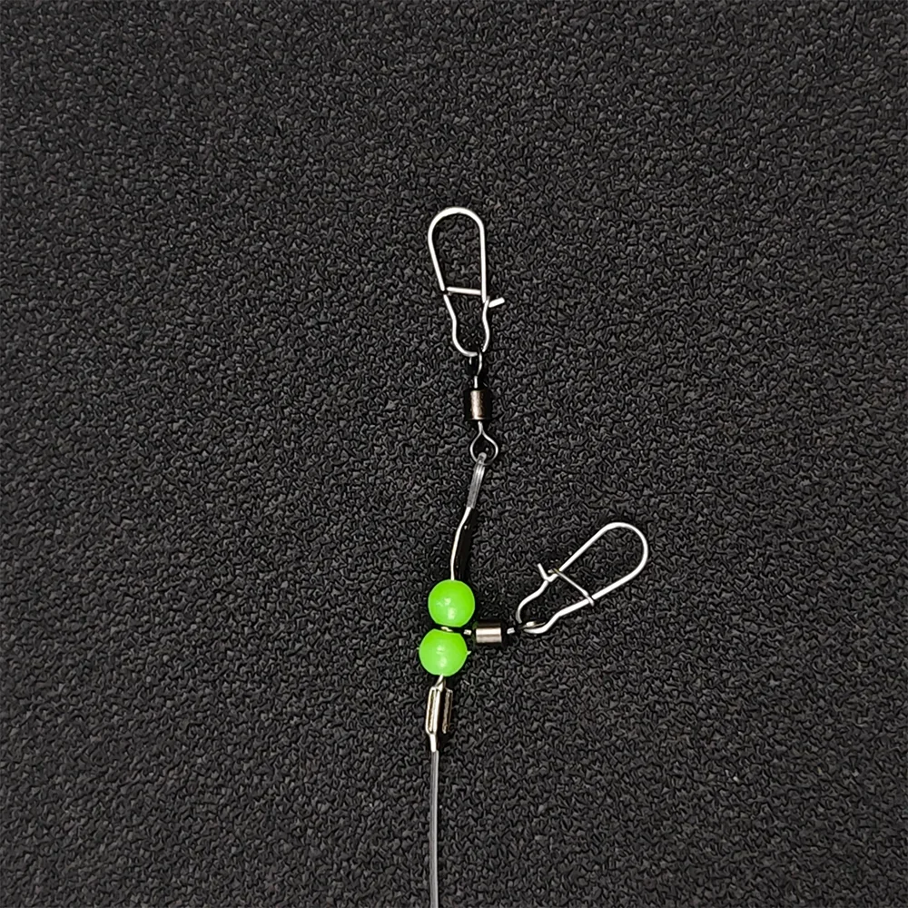 10 Stück 20cm Leuchtperlen-Leadwire mit Drehverbinder, Anti-Verwickelungs-Kalmar-Angelrig für Webfoot Octopus Egi Rig Tackle – Detail 3