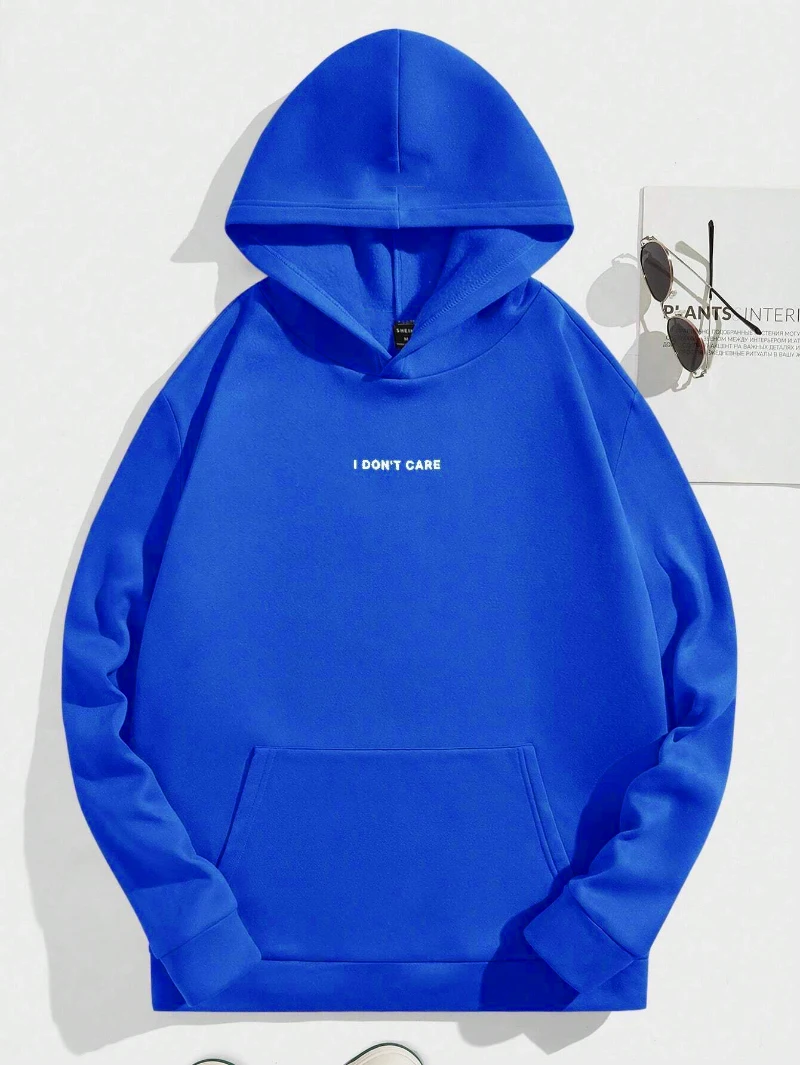 

Fashion Womans Hoodies I Don'T Care Letter Printed Sweatshirts Pocket Soft Breathable Pullovers Autumn Warm Female Streetwear