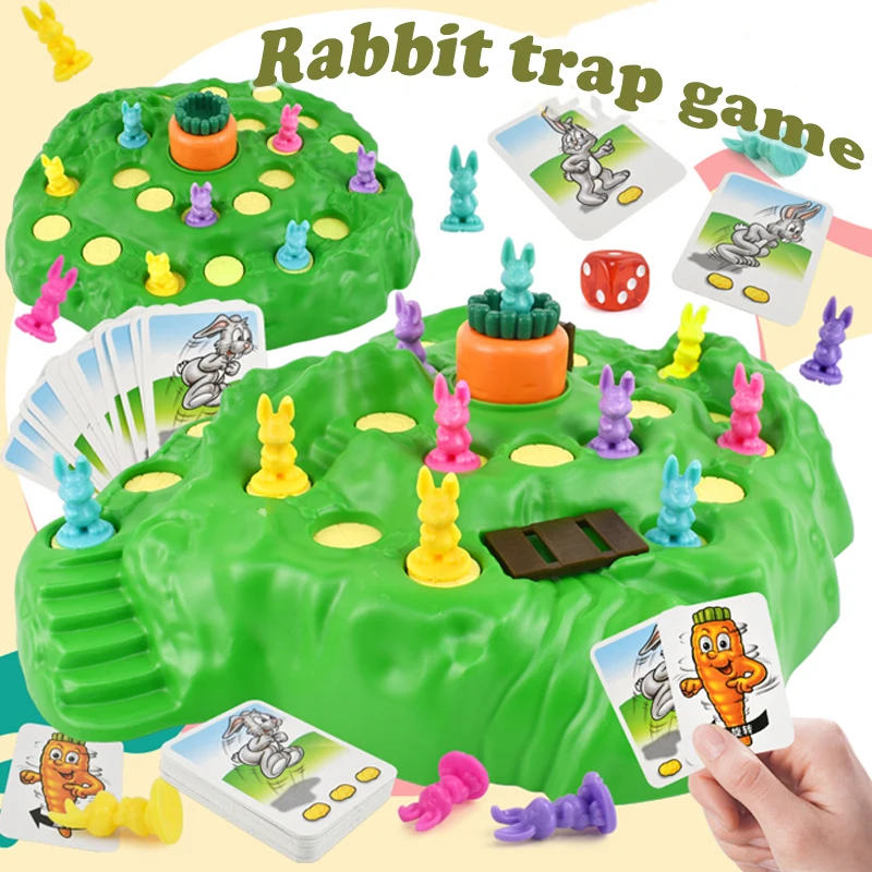 9Pcs New Rabbit Trap Puzzle Toy Children's Dual Play Multiplayer Board Game Competition Parent Child Interactive Strategy Game